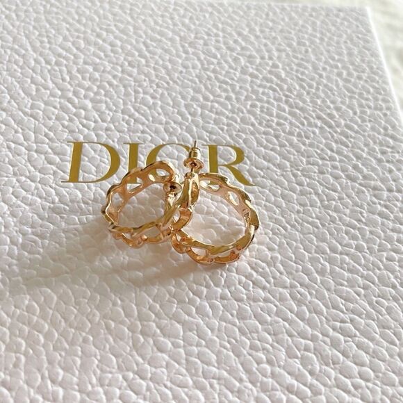 Gold Hoop Chain Earrings - Picture 4 of 5